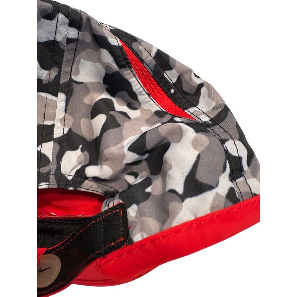 Nike Dri-Fit Hat Boys Gray Black Red Camo Running Swoosh Lightweight Kids Cap - Picture 7 of 13